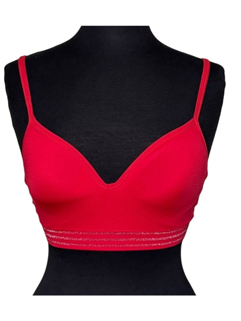 So Kohl's Wire-Free Red Padded Comfort Bra w/Elastic Underband Women's Size M